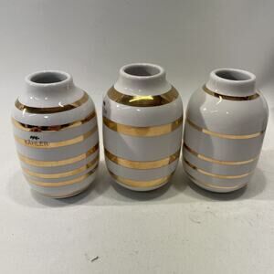 Kahler Omaggio 3 Miniature Porc Vases, Reckweg Nordentoft, Gold